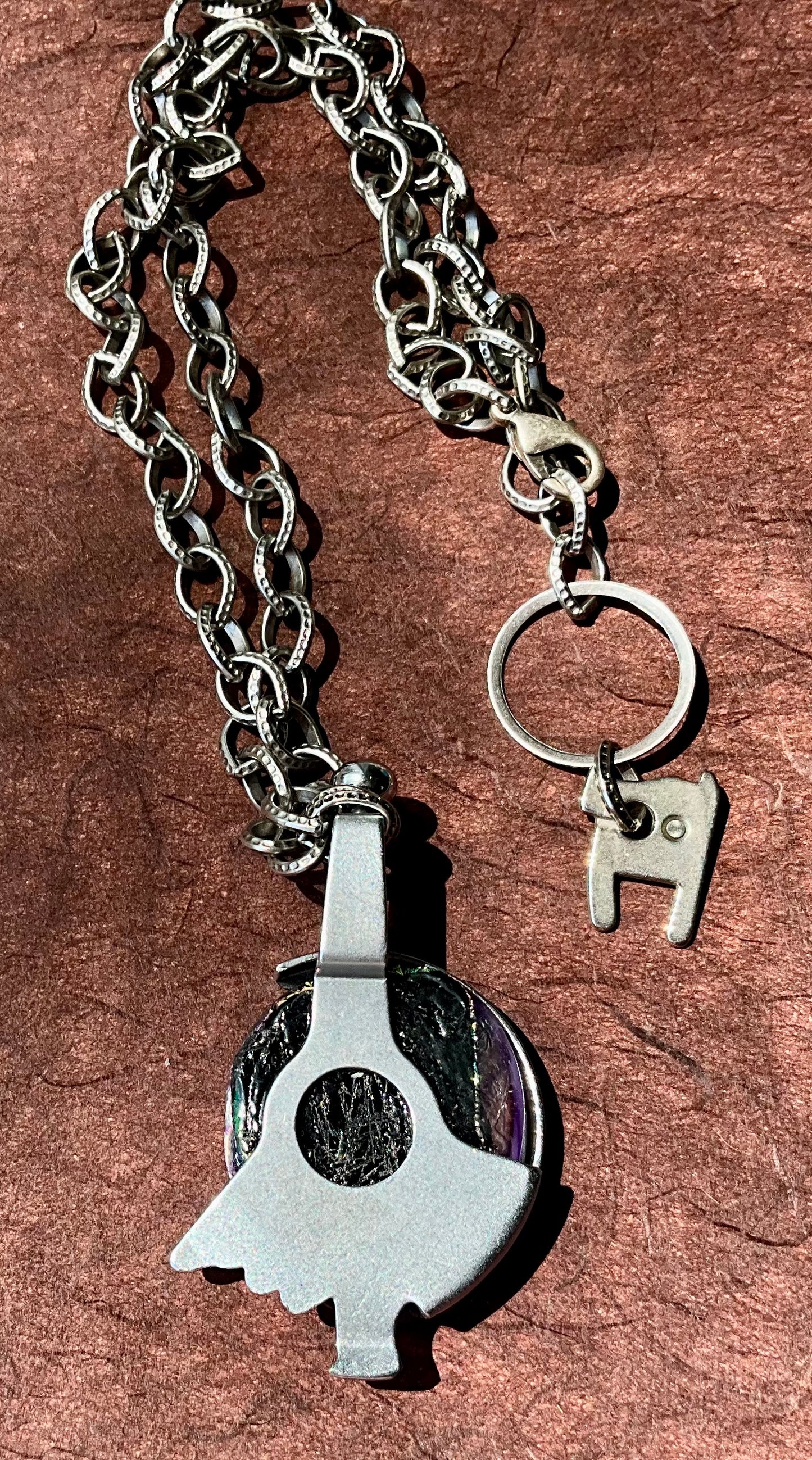 fused glass and typewriter parts necklace