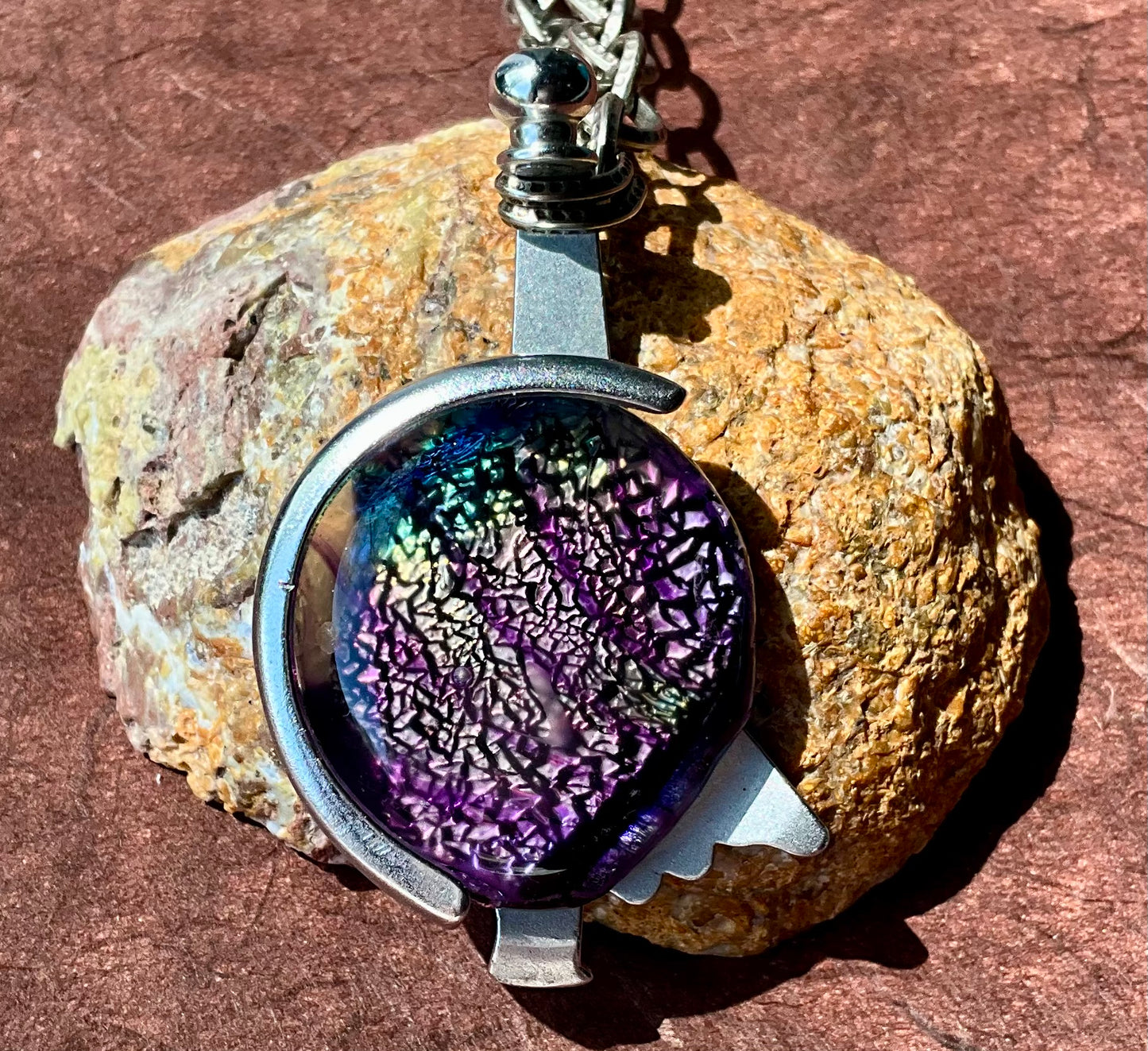 fused glass and typewriter parts necklace