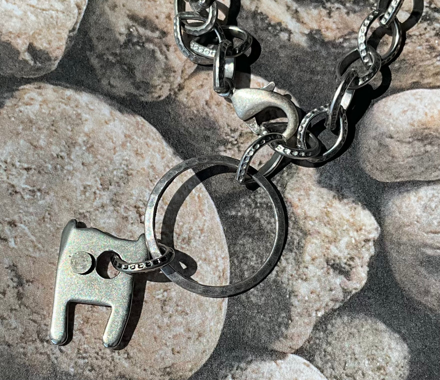 fused glass and typewriter parts necklace